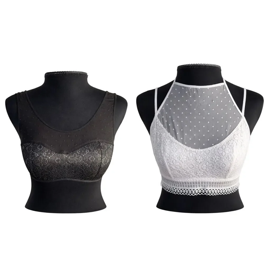 Victoria’s Secret 2 Pack Lace Bralette Bundle Black Ivory Swiss Dot Mesh Size M
